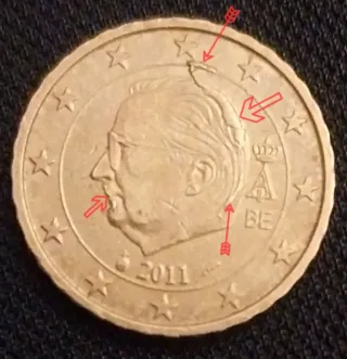 10 Céntimos Bélgica 2011 Error Cuño