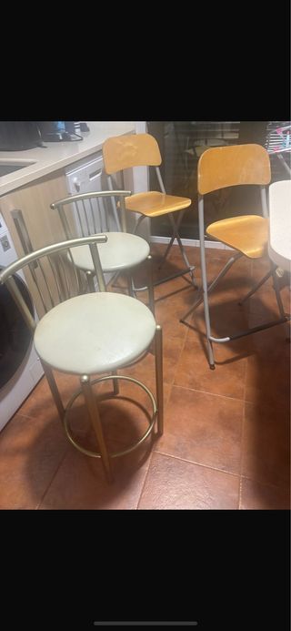 Sillas altas para barra (beige y dorado)