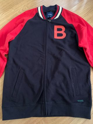 Sudadera azul marino y roja con cremallera L