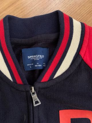 Sudadera azul marino y roja con cremallera L