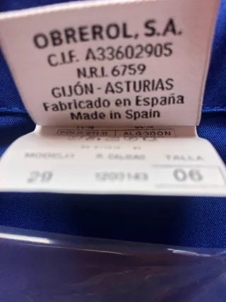 Bata de trabajo azul Monza Talla 4