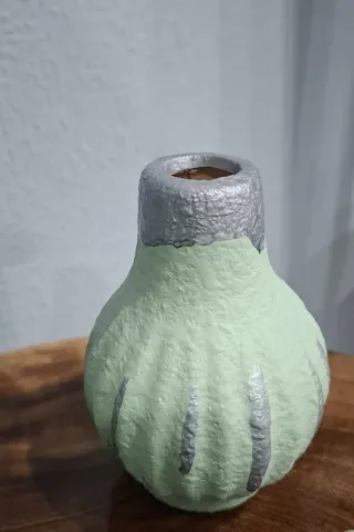 Set 3 Jarrones Cerámica Verde y Plata