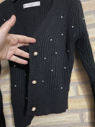 Cárdigan Zara angora negro talla S