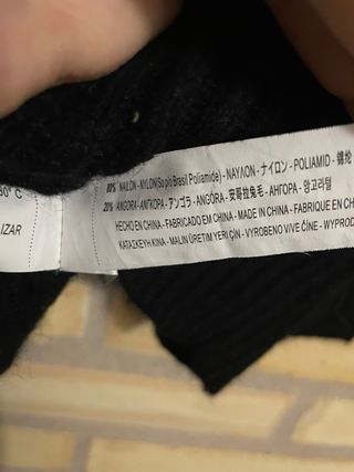 Cárdigan Zara angora negro talla S