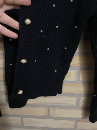 Cárdigan Zara angora negro talla S