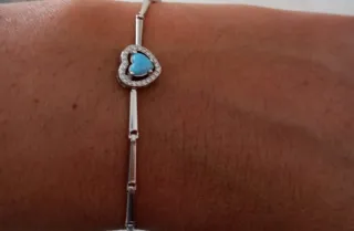 Bracciale cuore con zirconi e opale