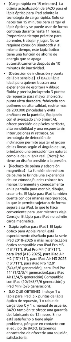 Lápiz Stylus Carga Rápida iPad 2018-2025