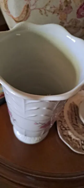 Jarrón Violetero Porcelana Flores Rosas