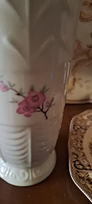 Jarrón Violetero Porcelana Flores Rosas