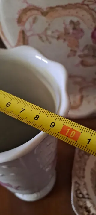 Jarrón Violetero Porcelana Flores Rosas