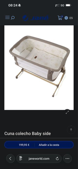 Culla Jané Babyside grigia a fianco