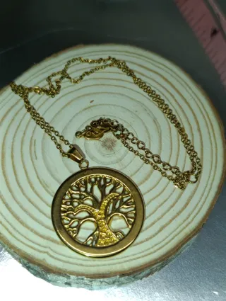 Colgante Acero Dorado Árbol de la Vida