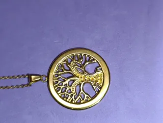 Colgante Acero Dorado Árbol de la Vida