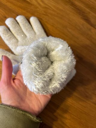 Guantes de mujer crema con pelo