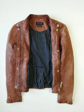 Chaqueta Piel Massimo Dutti Marrón