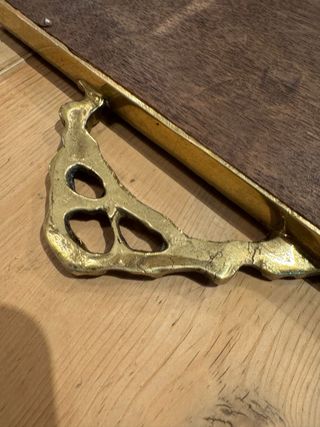 Bandeja antigua de servicio. latón y espejo