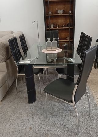 Mesa Negra, KENTCH* + 6 Sillas Comodas. ¡OFERTA!