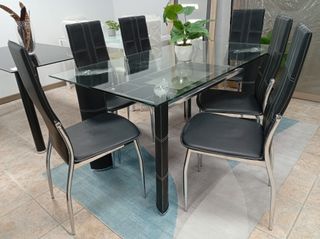 Mesa Negra, KENTCH* + 6 Sillas Comodas. ¡OFERTA!