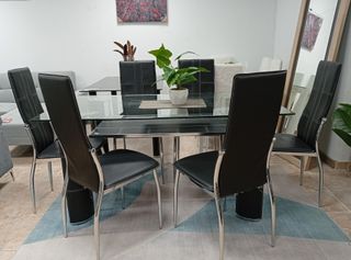 Mesa Negra, KENTCH* + 6 Sillas Comodas. ¡OFERTA!