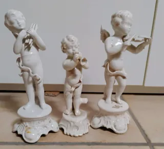 Set 3 statuine angioletti in ceramica