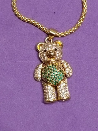 Colgante Oso Oro Laminado 14K y Circonitas