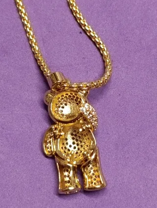 Colgante Oso Oro Laminado 14K y Circonitas