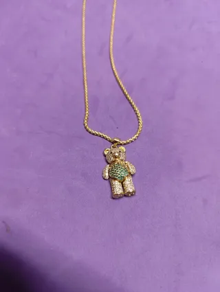 Colgante Oso Oro Laminado 14K y Circonitas