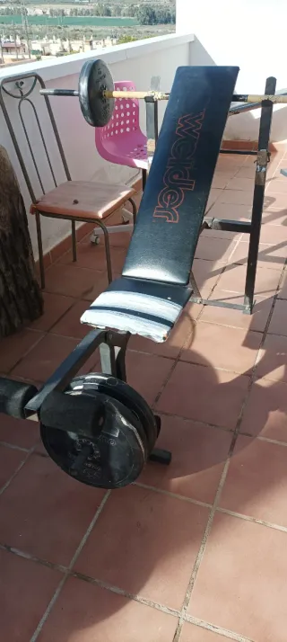 Oferta Banco de pesas Weider + pesas + banco de ab