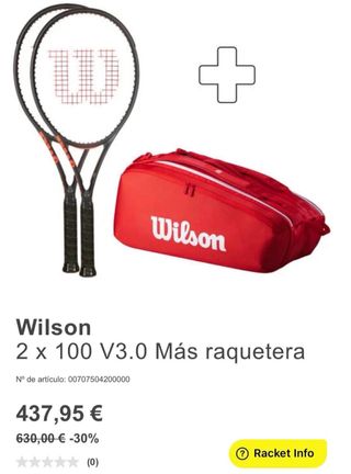 2 Racchette Wilson V3 + Borsa Rossa
