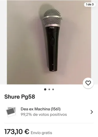 Micrófono Shure PG58 Cardio.