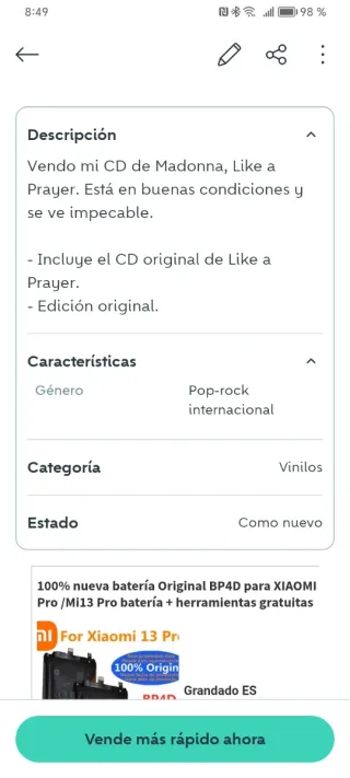 CD Madonna Like a Prayer Años 90 Vintage