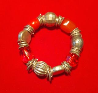 Braccialetto etnico argento e ambra