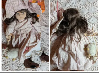 Bambola vintage italiana con agnellino