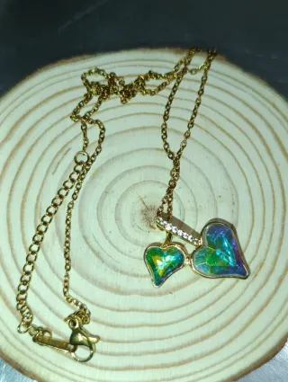 Colgante Acero Dorado Corazones