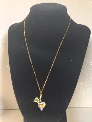 Colgante Acero Dorado Corazones