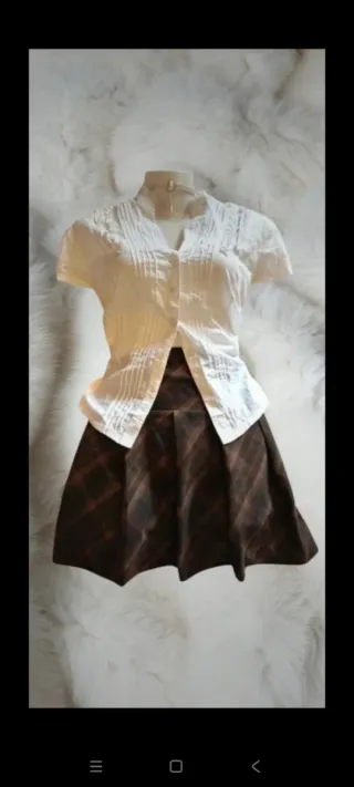 Falda cuadros marrón multicolor