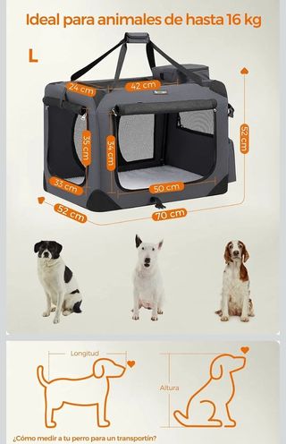 FEANDREA Transportín para Gatos y Perros, Plegable, Tamaño L, Tela Oxford