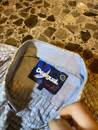 Camisa Desigual manga larga gris retro