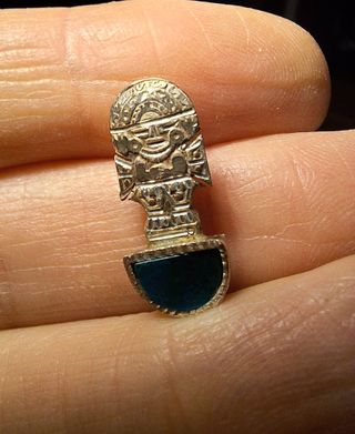 Pendientes Incas Plata y Malaquita Vintage