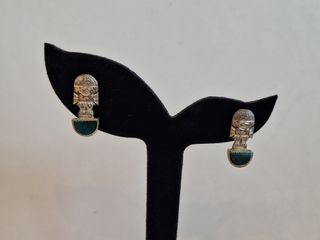 Pendientes Incas Plata y Malaquita Vintage