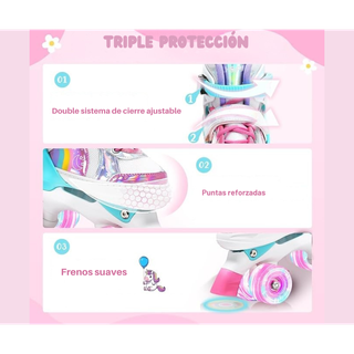 Patines de 4 ruedas para niños Glitter