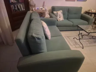 2 Divani in tessuto verde mare