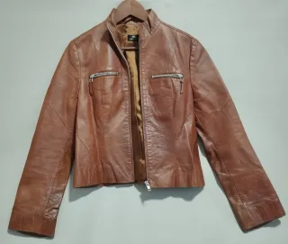 Chaqueta de piel Mango marrón Talla M