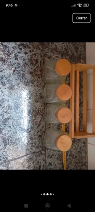 Set 4 Botes Cristal con Soporte Madera