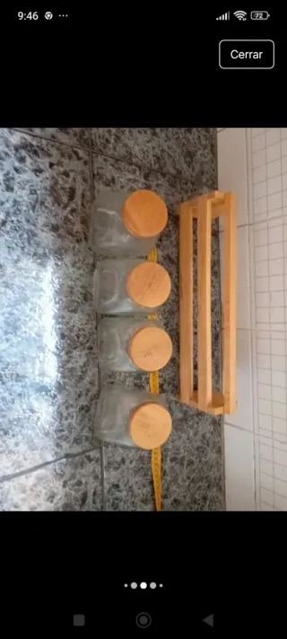 Set 4 Botes Cristal con Soporte Madera