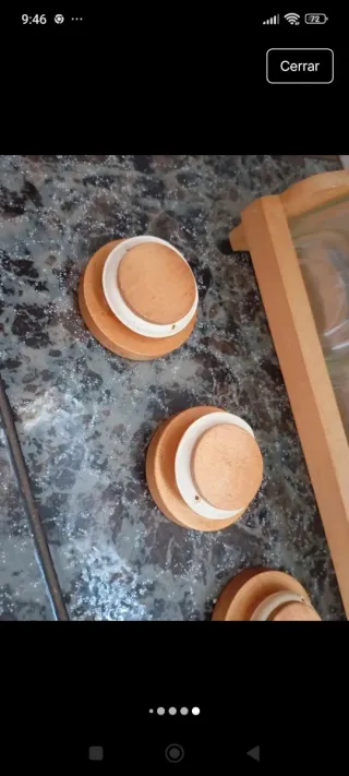 Set 4 Botes Cristal con Soporte Madera