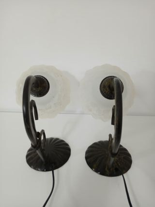 Coppia Lampade da Comodino Metallo Vetro