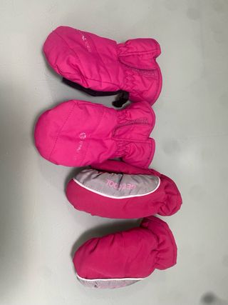 Guantes de esquí rosas para niños. Talla 3-4 años.