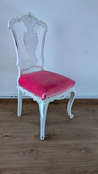 2 Sillas Estilo Luis XV Tapizado Rosa