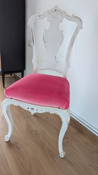 2 Sillas Estilo Luis XV Tapizado Rosa